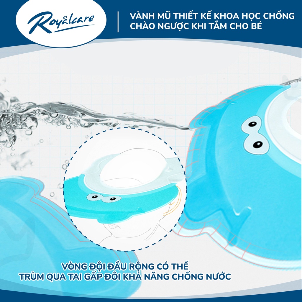 Mũ gội đầu hỗ trợ tắm gội cho trẻ em hình hà mã Royalcare 702 - chặn nước vào mặt bé