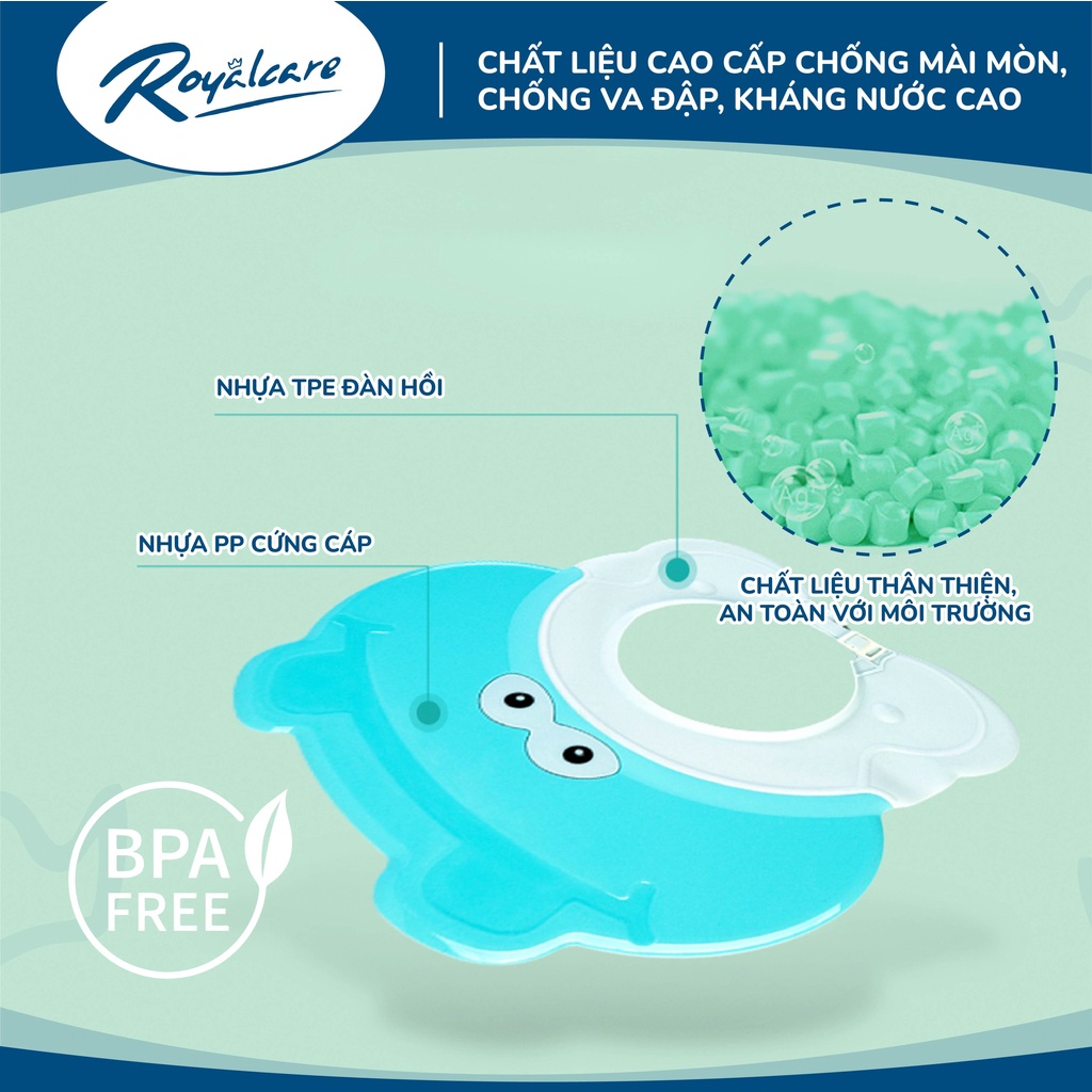 Mũ gội đầu hỗ trợ tắm gội cho trẻ em hình hà mã Royalcare 702 - chặn nước vào mặt bé