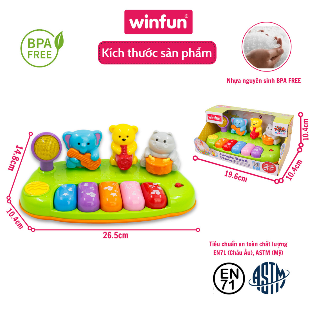 Đàn Piano mini -Đồ chơi phát nhạc động vật hoang dã Winfun 2012 hướng nghiệp cho bé phát triển não bộ và giác quan cho b