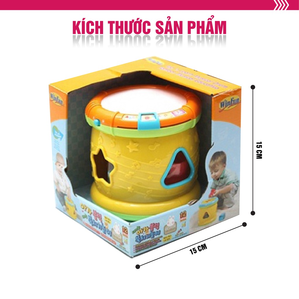Trống đồ chơi thả hình khối Winfun 0713, phát triển giác quan cho bé tập làm quen với chữ cái và số đếm tiếng anh