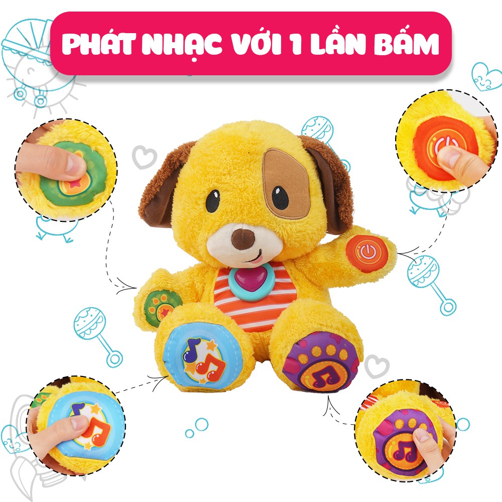 Chú chó Puppy biết hát Winfun 0669 - Đồ chơi thú bông đáng yêu có nhạc, kích thích phát triển giác quan cho bé