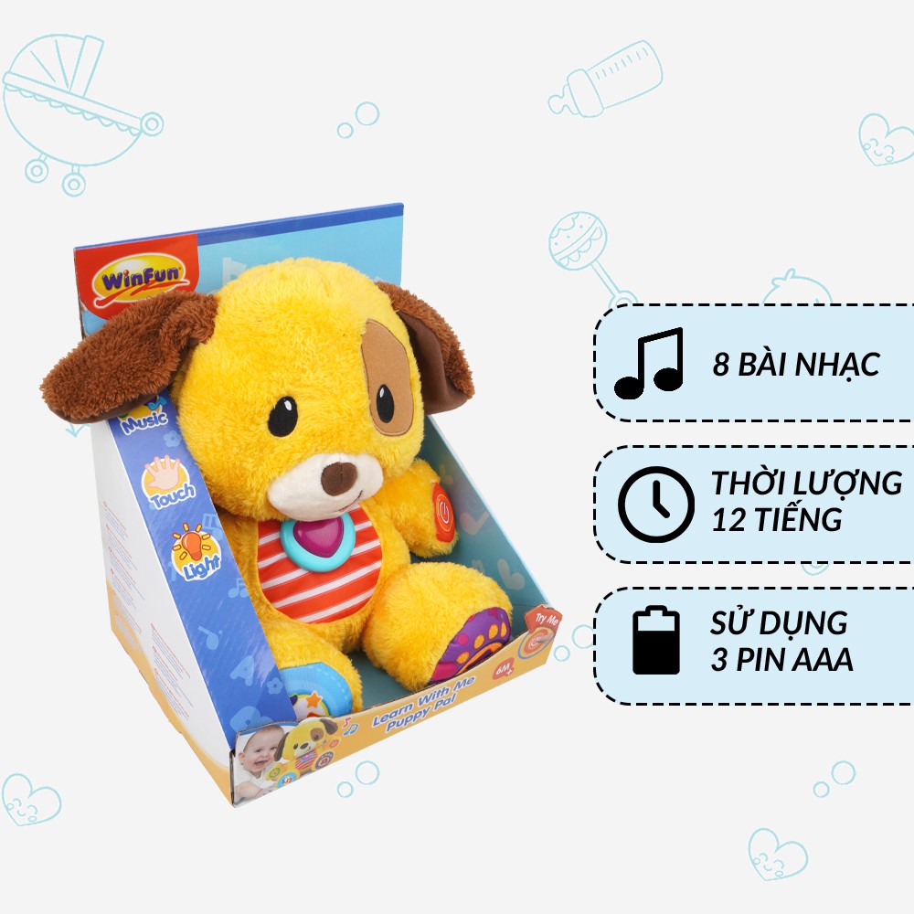 Chú chó Puppy biết hát Winfun 0669 - Đồ chơi thú bông đáng yêu có nhạc, kích thích phát triển giác quan cho bé