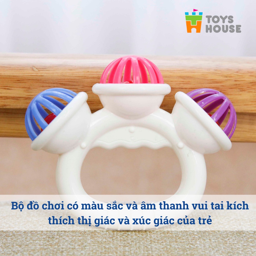 Túi đồ chơi xúc xắc, luc lạc kiêm gặm nướu cho bé 10 món Toyshouse 776-16