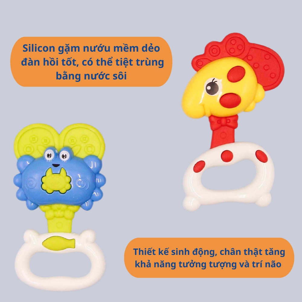 Túi đồ chơi xúc xắc, luc lạc kiêm gặm nướu cho bé 10 món Toyshouse 776-16