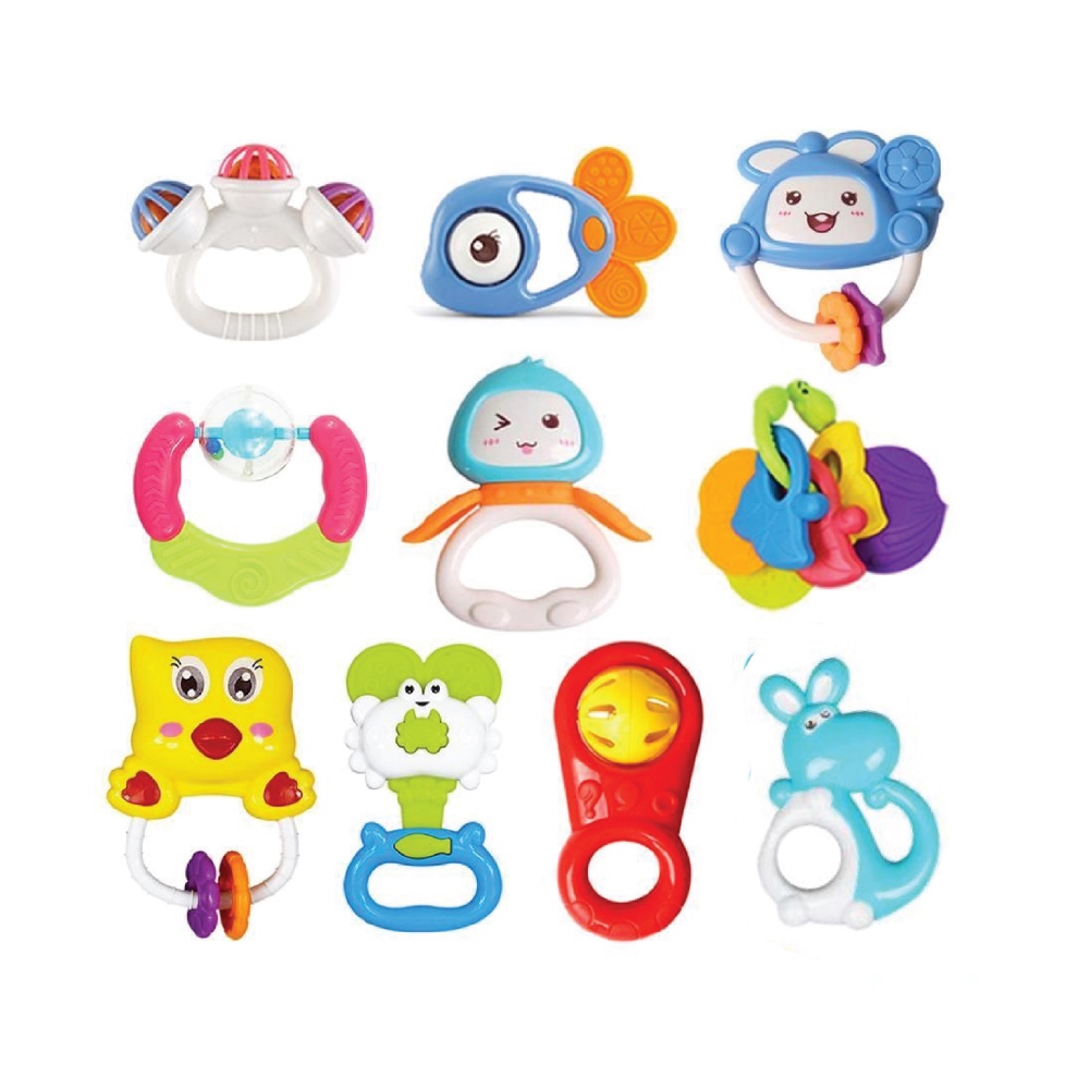 Túi đồ chơi xúc xắc, luc lạc kiêm gặm nướu cho bé 10 món Toyshouse 776-16