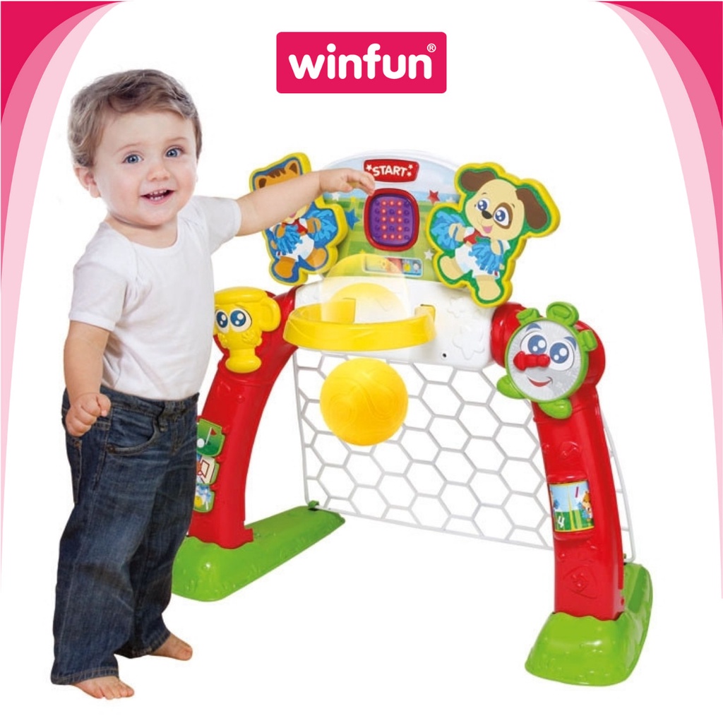 Bồ Đồ Chơi khung thành đá bóng kiêm bóng rổ vui nhộn 4 trong 1 có đèn nhạc Winfun cho bé từ 2 tới 6 tuổi
