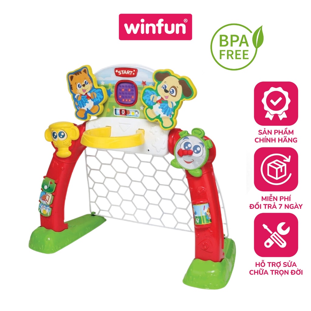 Bồ Đồ Chơi khung thành đá bóng kiêm bóng rổ vui nhộn 4 trong 1 có đèn nhạc Winfun cho bé từ 2 tới 6 tuổi