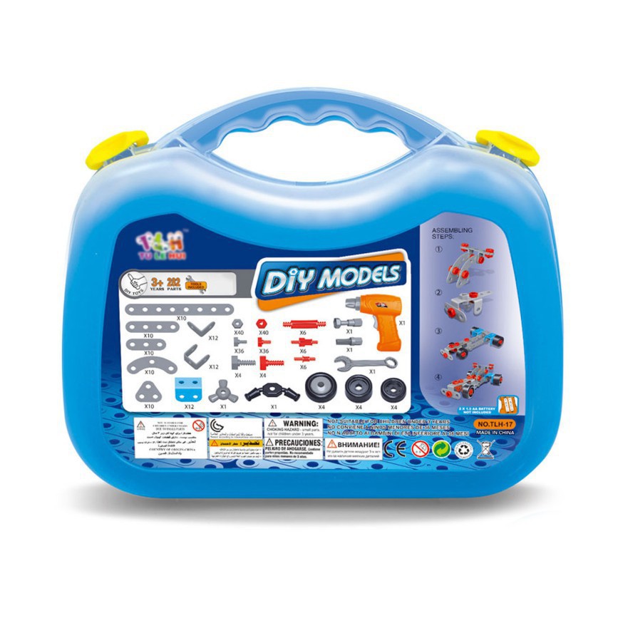Đồ chơi mô hình lắp ghép 282 chi tiết - 12 phương tiện giao thông phát triển kỹ năng cho bé DIY MODEL Toyshouse TLH-17