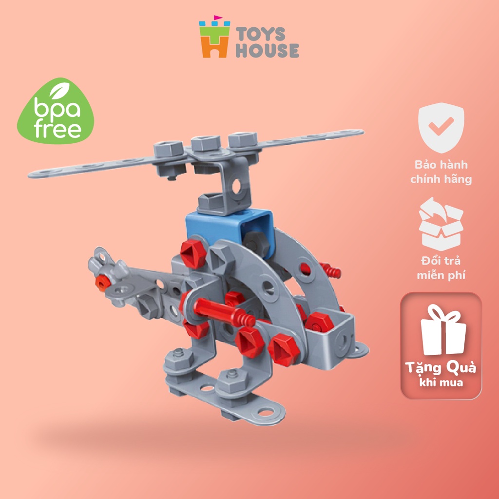 Đồ chơi kỹ năng DIY - Bộ lắp ghép mô hình máy bay trực thăng 132 chi tiết Toyshouse TLH-15