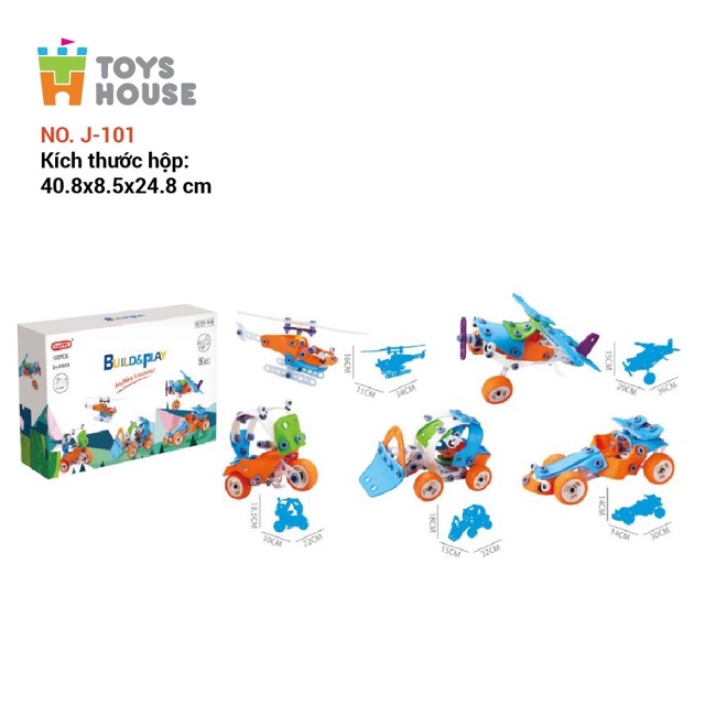 Đồ chơi giáo dục Stem - lắp ghép phát triển kỹ năng Build&Play Toyshouse - Dành cho bé từ 2 tuổi
