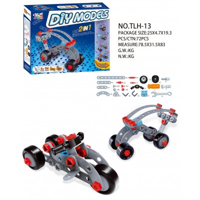 Đồ chơi phát triển kỹ năng DIY - Bộ lắp ghép mô hình xe mô tô 3 bánh 114 chi tiết Toyshouse TLH