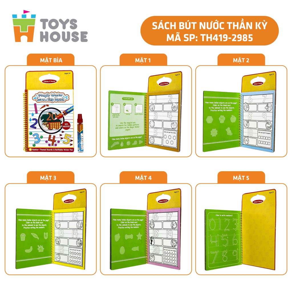 Sách tô màu bút nước thần kỳ ToysHouse size lớn - Đồ chơi giáo dục sớm cho trẻ, giúp phát triển kỹ năng