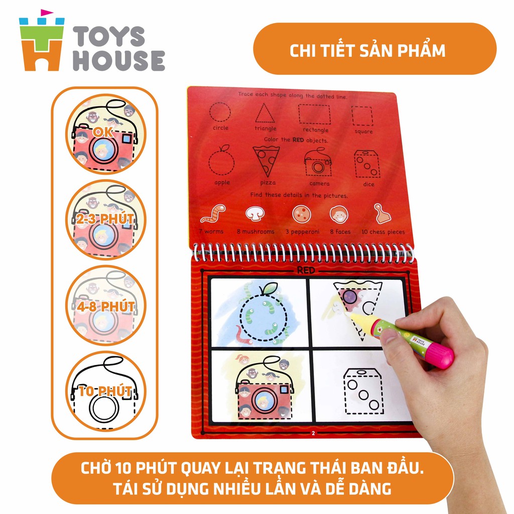 Sách tô màu bút nước thần kỳ ToysHouse size lớn - Đồ chơi giáo dục sớm cho trẻ, giúp phát triển kỹ năng