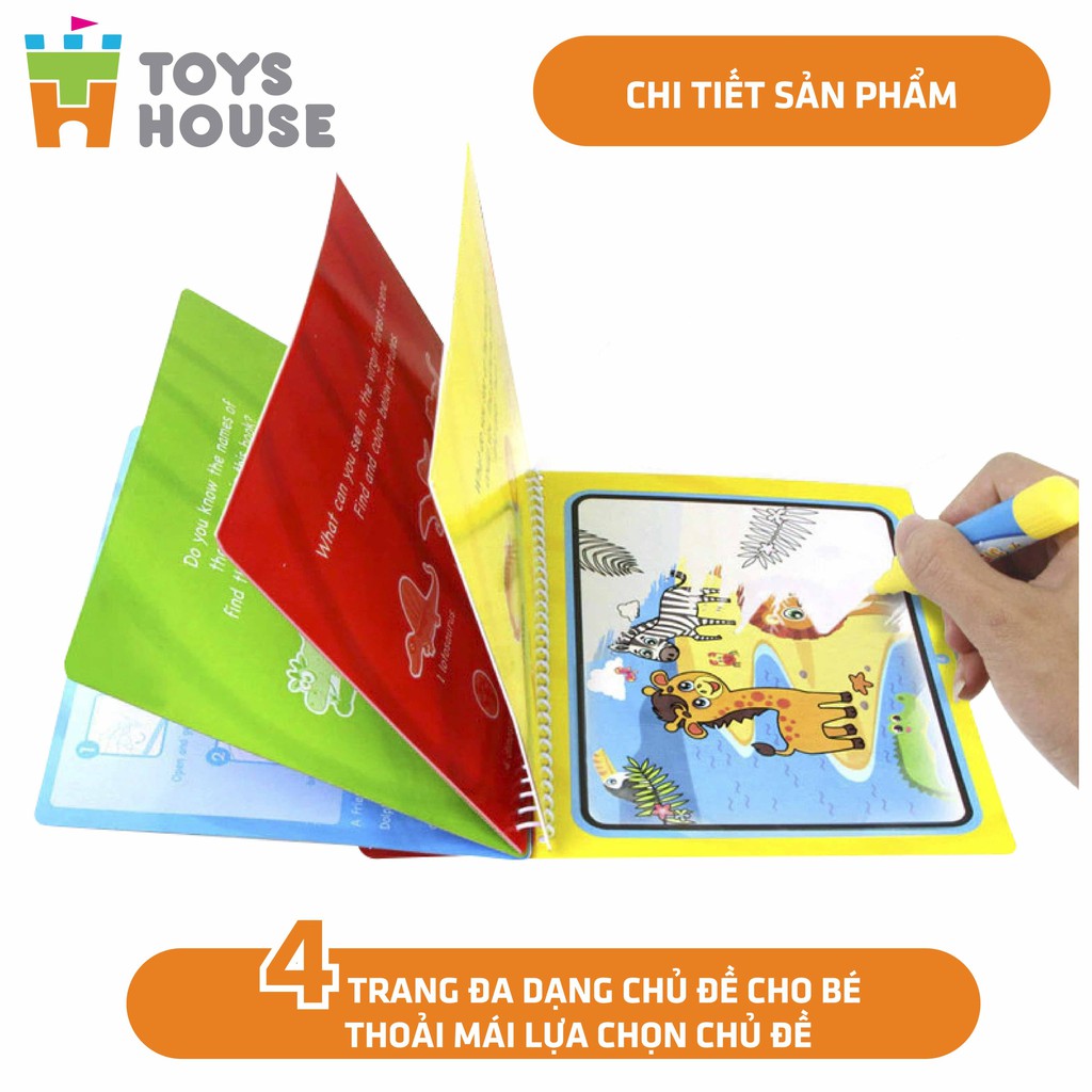 Sách tô màu bút nước thần kỳ ToysHouse size lớn - Đồ chơi giáo dục sớm cho trẻ, giúp phát triển kỹ năng