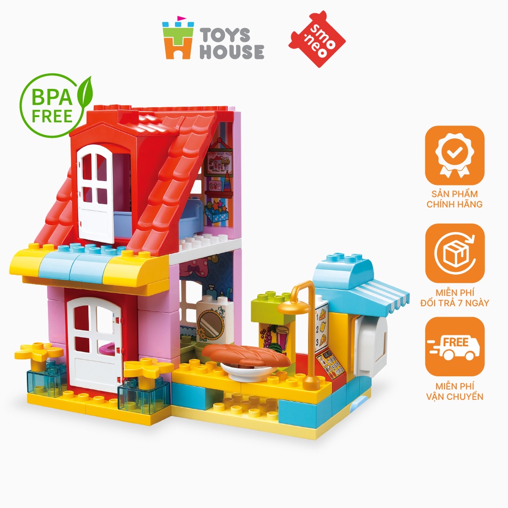 Bộ đồ chơi lắp ghép smoneo duplo Cửa hàng thức ăn nhanh vui vẻ 68 chi tiết Toyshouse - 55001