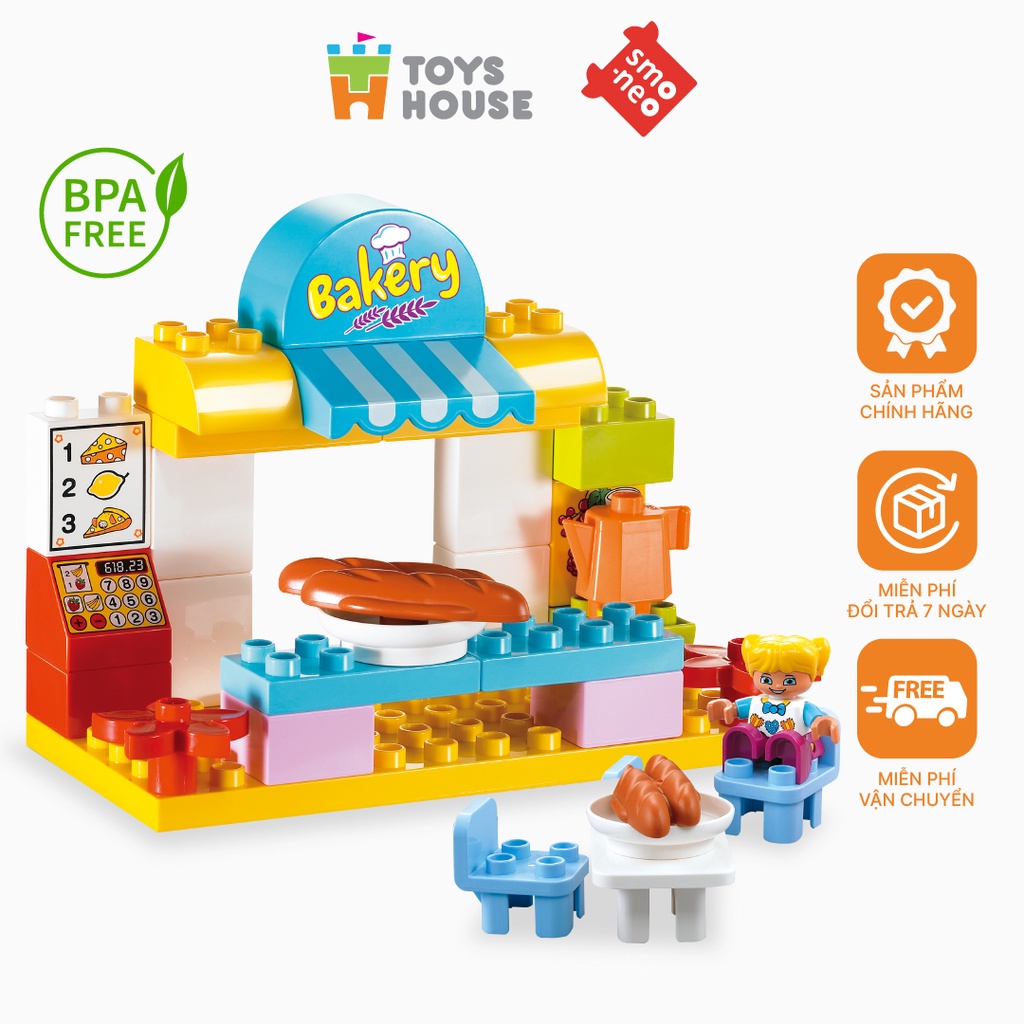 Bộ đồ chơi lắp ghép smoneo duplo miếng to Cửa hàng bánh ngọt Smoneo 33 chi tiết Toyhouse - 55003 cho bé từ 3 tuổi