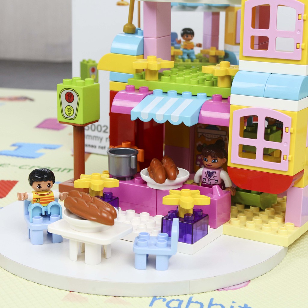 Bộ đồ chơi lắp ghép, ghép hình smoneo duplo cho bé cho bé nhà hàng vui vẻ 81 chi tiết - Toyshouse - 55002