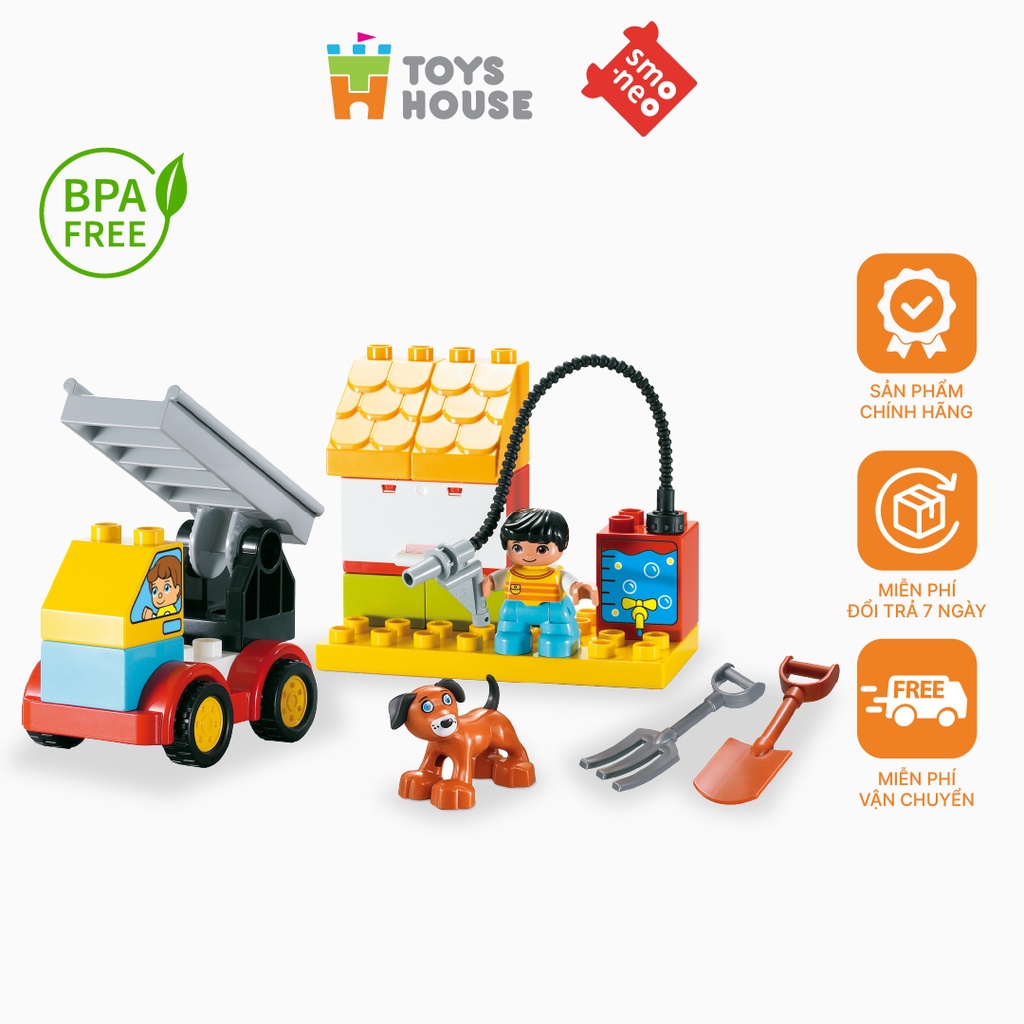 Đồ chơi lắp ghép lego xếp hình smoneo duplo - 20 mảnh ghép Toyshouse 77002A