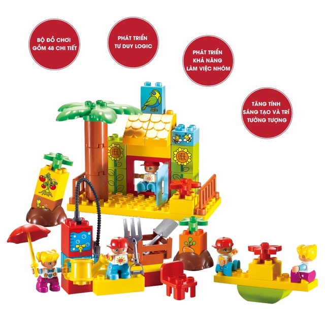 Bộ đồ chơi ghép hình smoneo duplo Nông trại hạnh phúc 48 chi tiết Toyhouse 55006