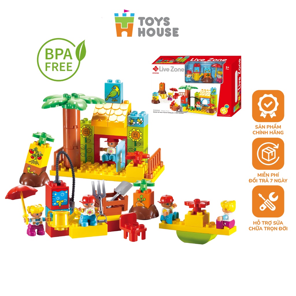 Bộ đồ chơi ghép hình smoneo duplo Nông trại hạnh phúc 48 chi tiết Toyhouse 55006