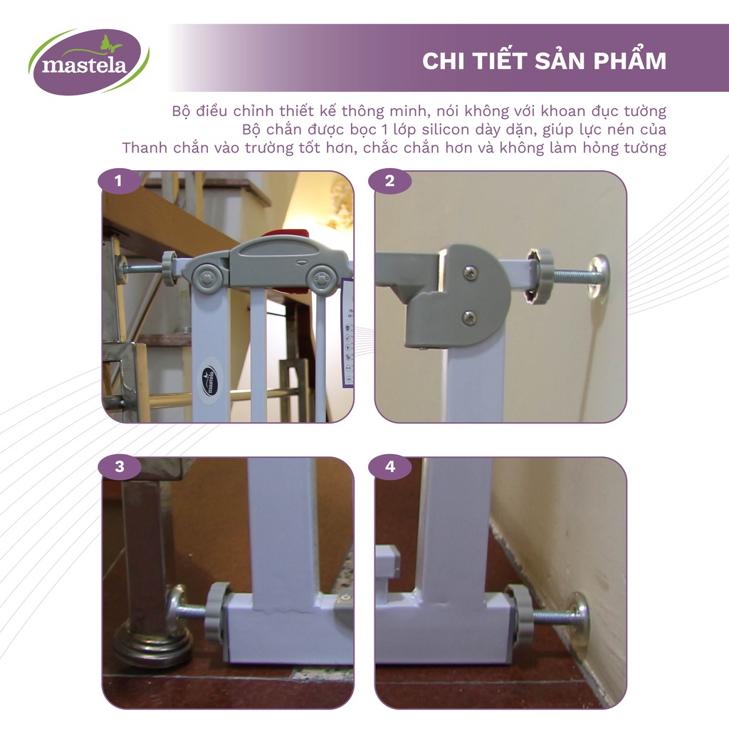 Cửa chắn cầu thang - chắn cửa không cần khoan tường, tùy chỉnh độ rộng,Mastela chính hãng D04 bảo vệ an toàn cho bé