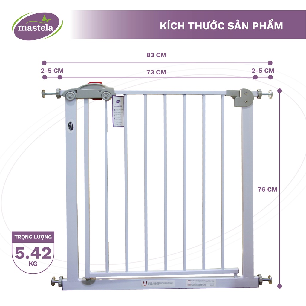 Cửa chắn cầu thang - chắn cửa không cần khoan tường, tùy chỉnh độ rộng,Mastela chính hãng D04 bảo vệ an toàn cho bé