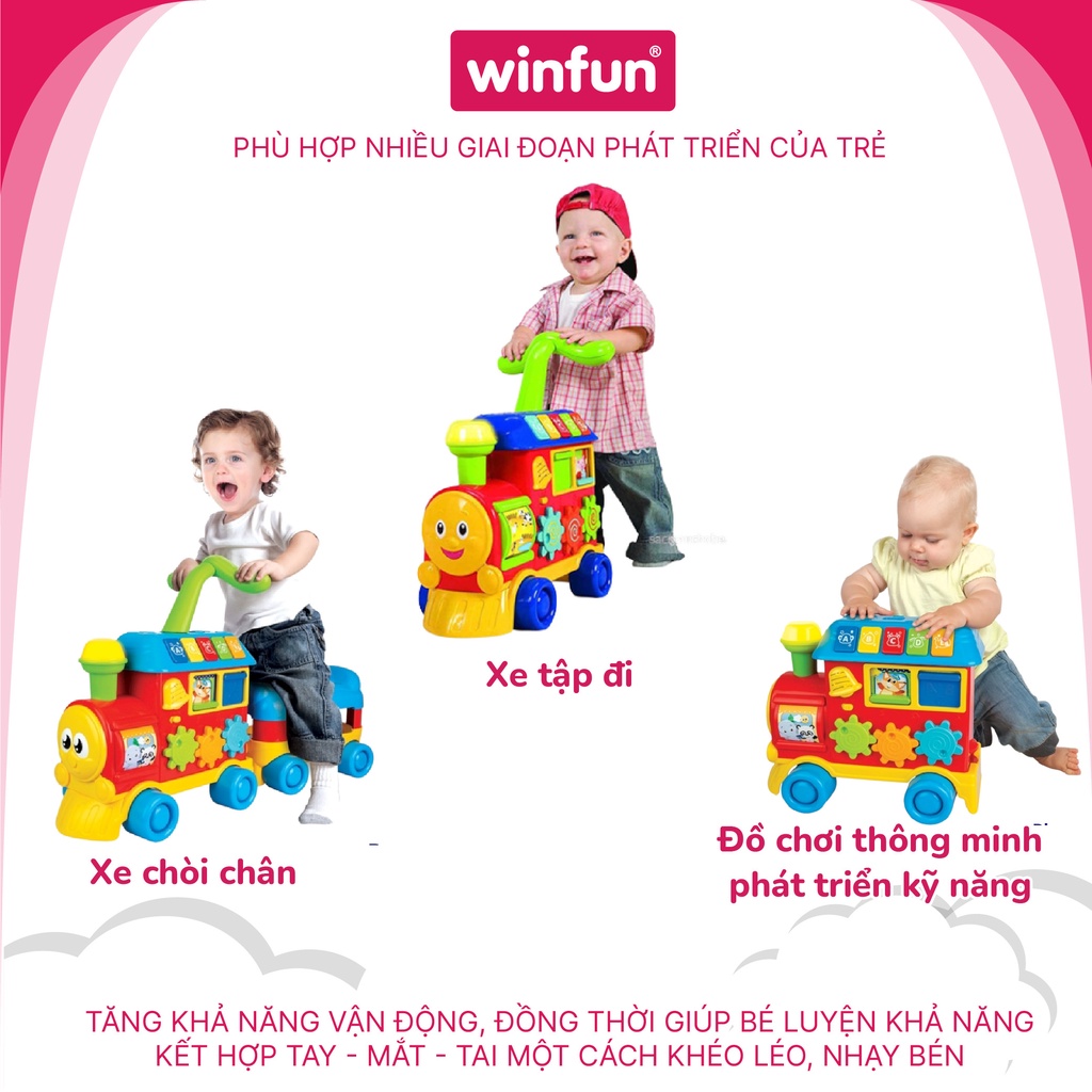 Xe chòi chân hình tàu hoả kết hợp xe tập đi 2 trong 1 cho bé Winfun 0803 - Hàng chính hãng