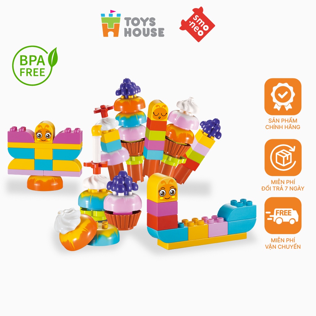 Bộ đồ chơi lắp ghép smoneo duplo Những ly kem nhiều màu 30 chi tiết Toyhouse 66001