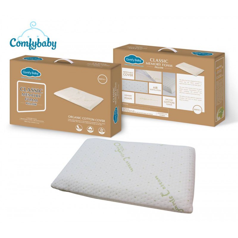 Gối cao su non Cotton hữu cơ ( Organic Cotton) có lỗ chống ngạt cho bé Comfybaby CF06201 chứng nhận GOTS toàn cầu