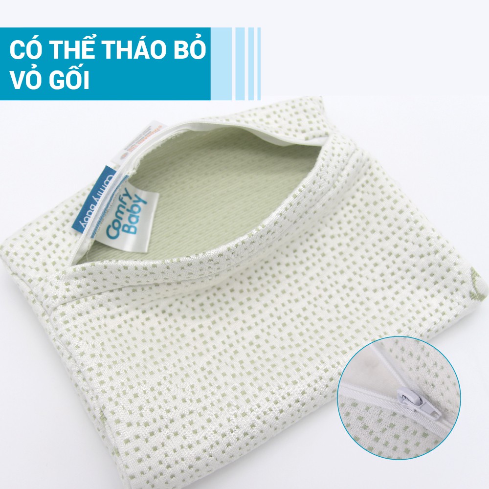 Gối cao su non Cotton hữu cơ ( Organic Cotton) có lỗ chống ngạt cho bé Comfybaby CF06201 chứng nhận GOTS toàn cầu