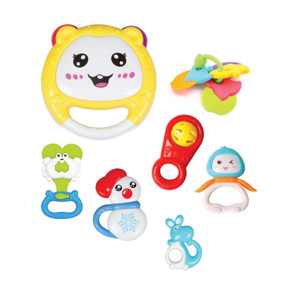 Đồ chơi xúc xắc lục lạc tập cầm cho bé set 7 món Toyshouse 776-27