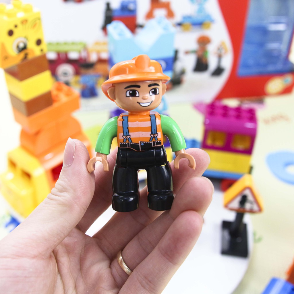 Bộ đồ chơi lắp ráp Smoneo Duplo tàu hỏa, động vật Toyshouse - 60 mảnh ghép 77007