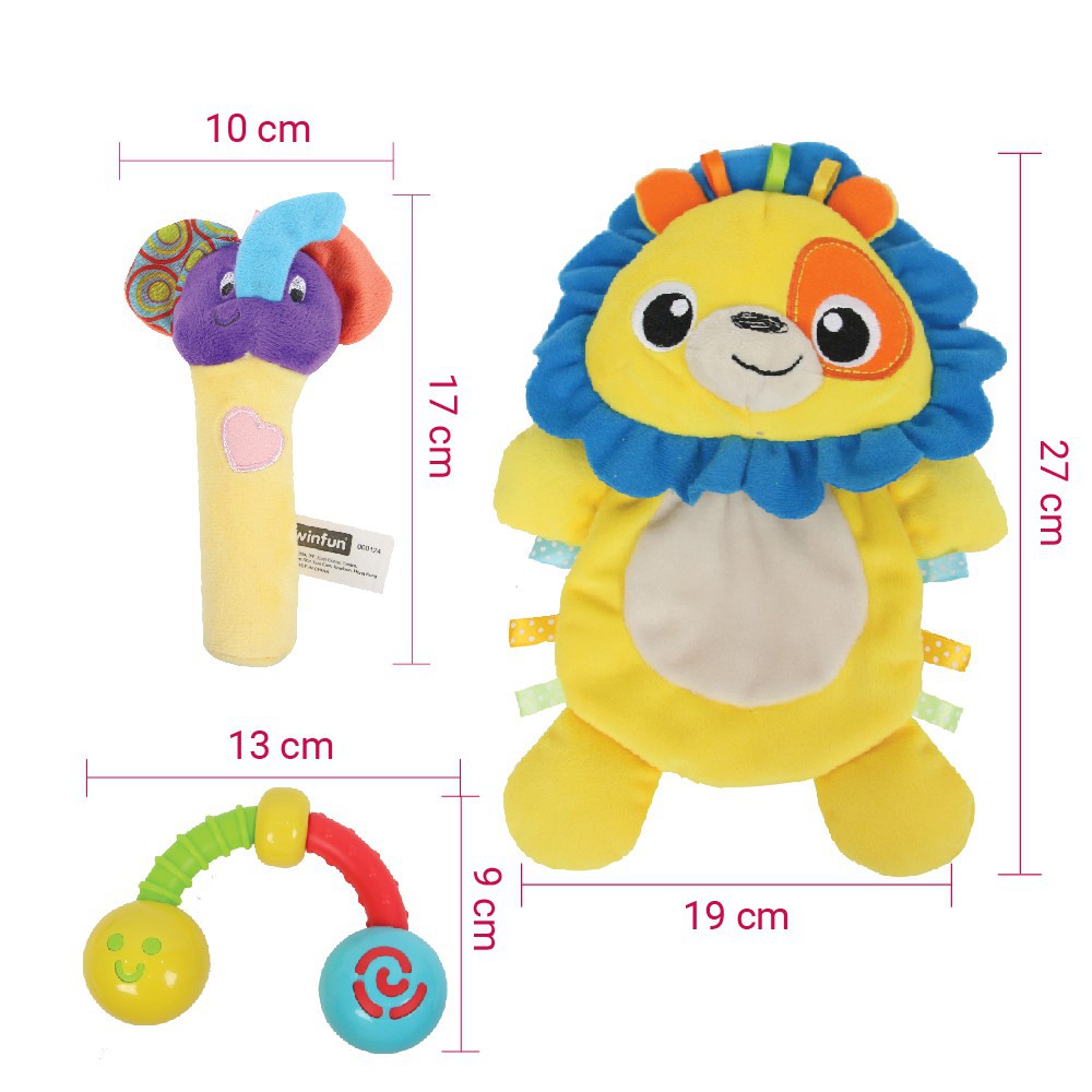 Set 3 món đồ chơi cầm tay xúc xắc chip chíp, gặm nướu cho bé sột soạt Winfun  cho bé từ 0-12 tháng