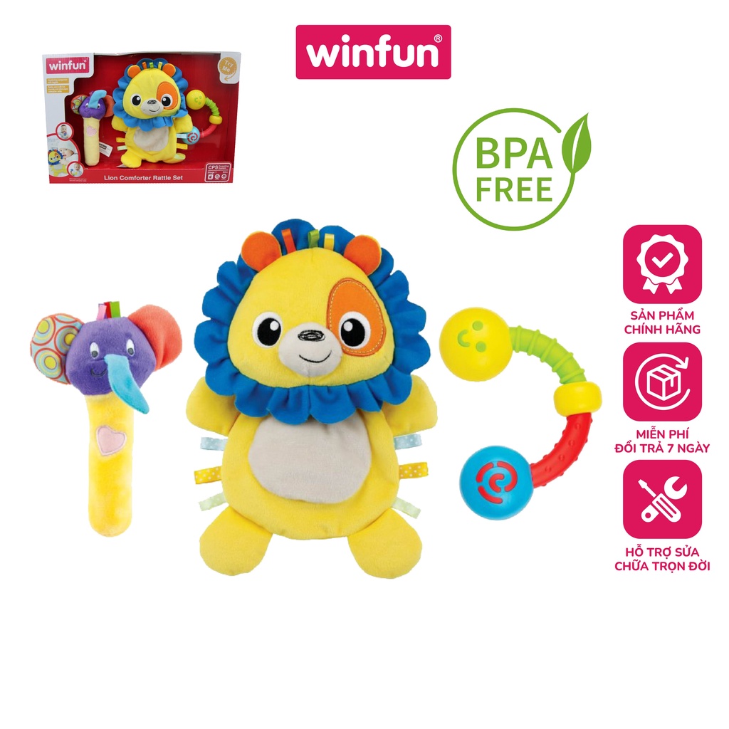 Set 3 món đồ chơi cầm tay xúc xắc chip chíp, gặm nướu cho bé sột soạt Winfun  cho bé từ 0-12 tháng