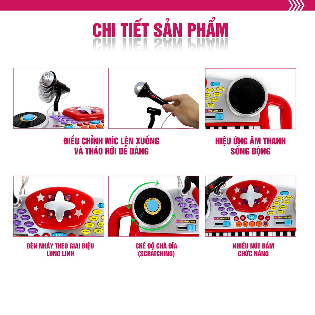 Đàn organ có micro hát và thu âm kèm bàn DJ cho bé Winfun 2068 phát triển năng khiếu âm nhạc