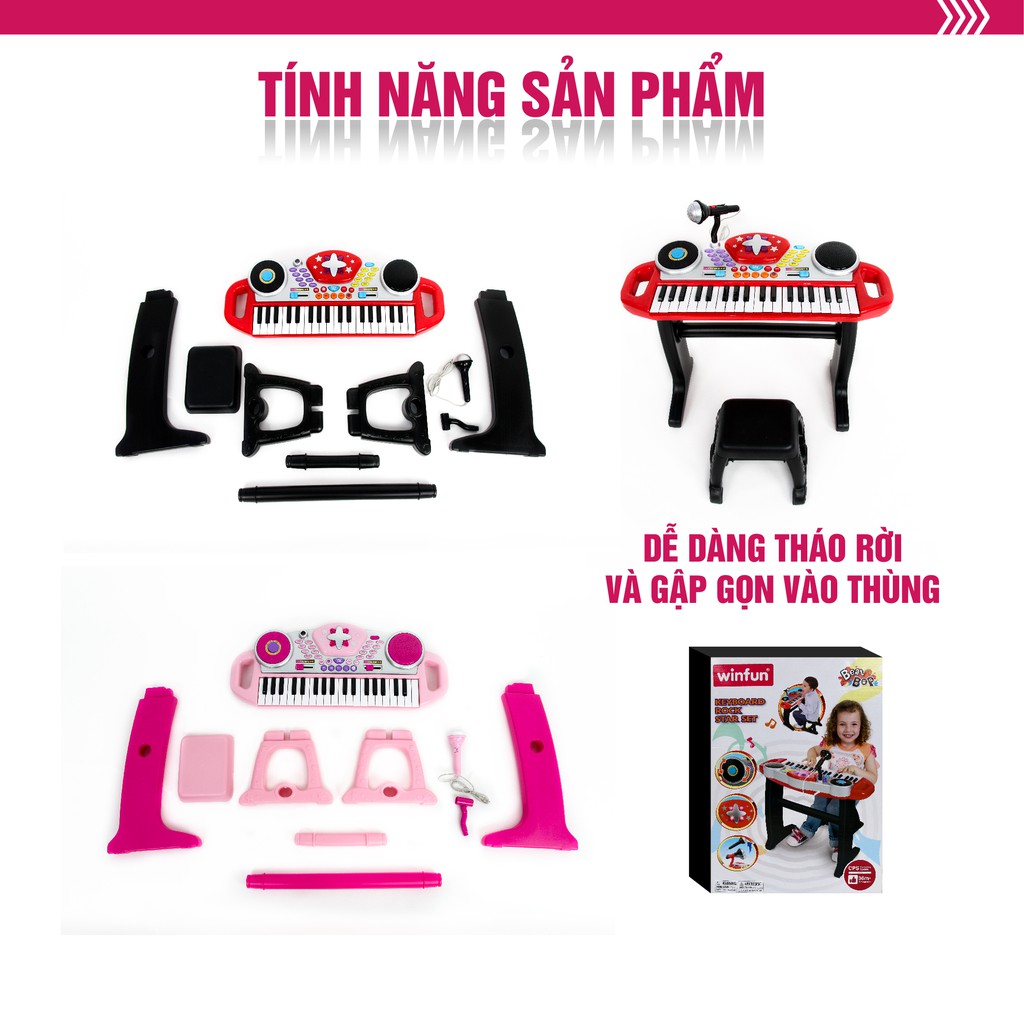 Đàn organ có micro hát và thu âm kèm bàn DJ cho bé Winfun 2068 phát triển năng khiếu âm nhạc