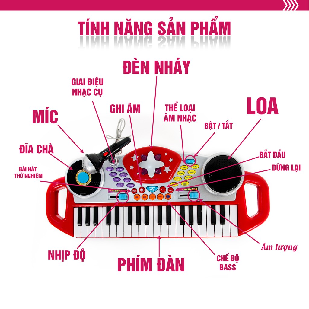 Đàn organ có micro hát và thu âm kèm bàn DJ cho bé Winfun 2068 phát triển năng khiếu âm nhạc
