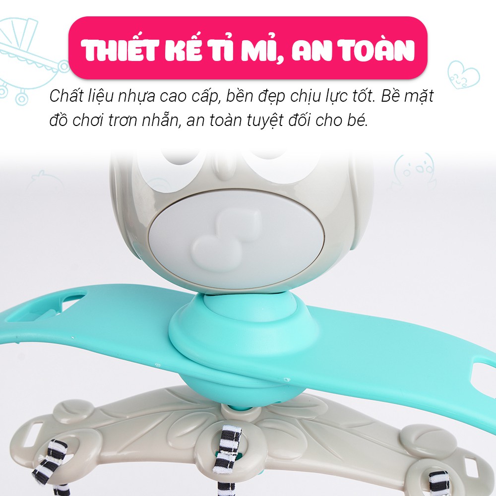 Đồ chơi treo nôi cũi, xe đẩy nhạc trắng ru ngủ, chiếu đèn cú mèo xinh xắn Winfun 0865 - kích thích phát triển thị giác