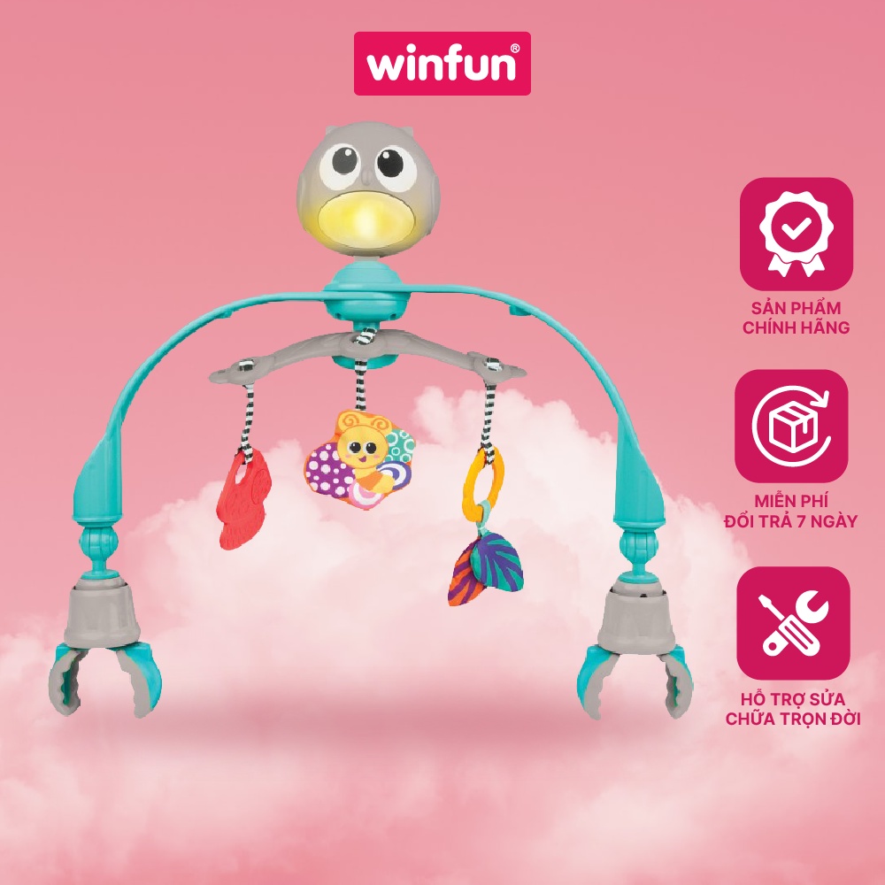 Đồ chơi treo nôi cũi, xe đẩy nhạc trắng ru ngủ, chiếu đèn cú mèo xinh xắn Winfun 0865 - kích thích phát triển thị giác