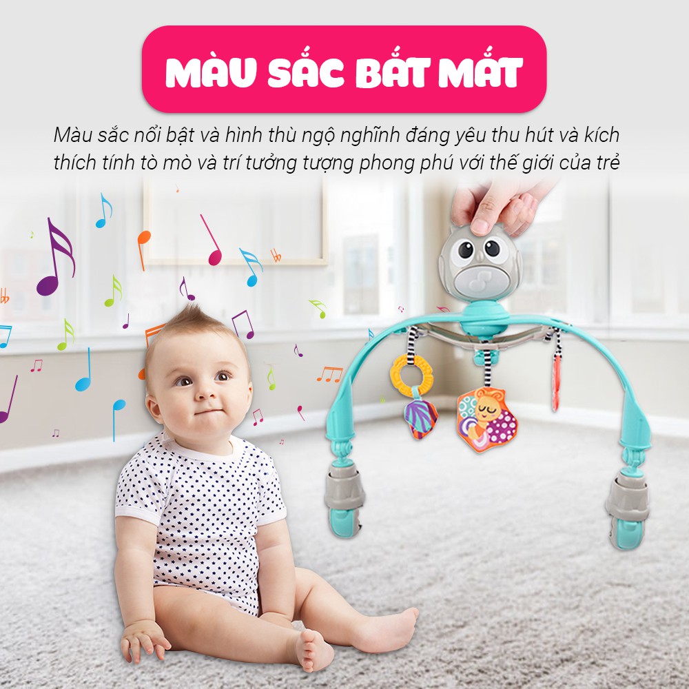 Đồ chơi treo nôi cũi, xe đẩy nhạc trắng ru ngủ, chiếu đèn cú mèo xinh xắn Winfun 0865 - kích thích phát triển thị giác