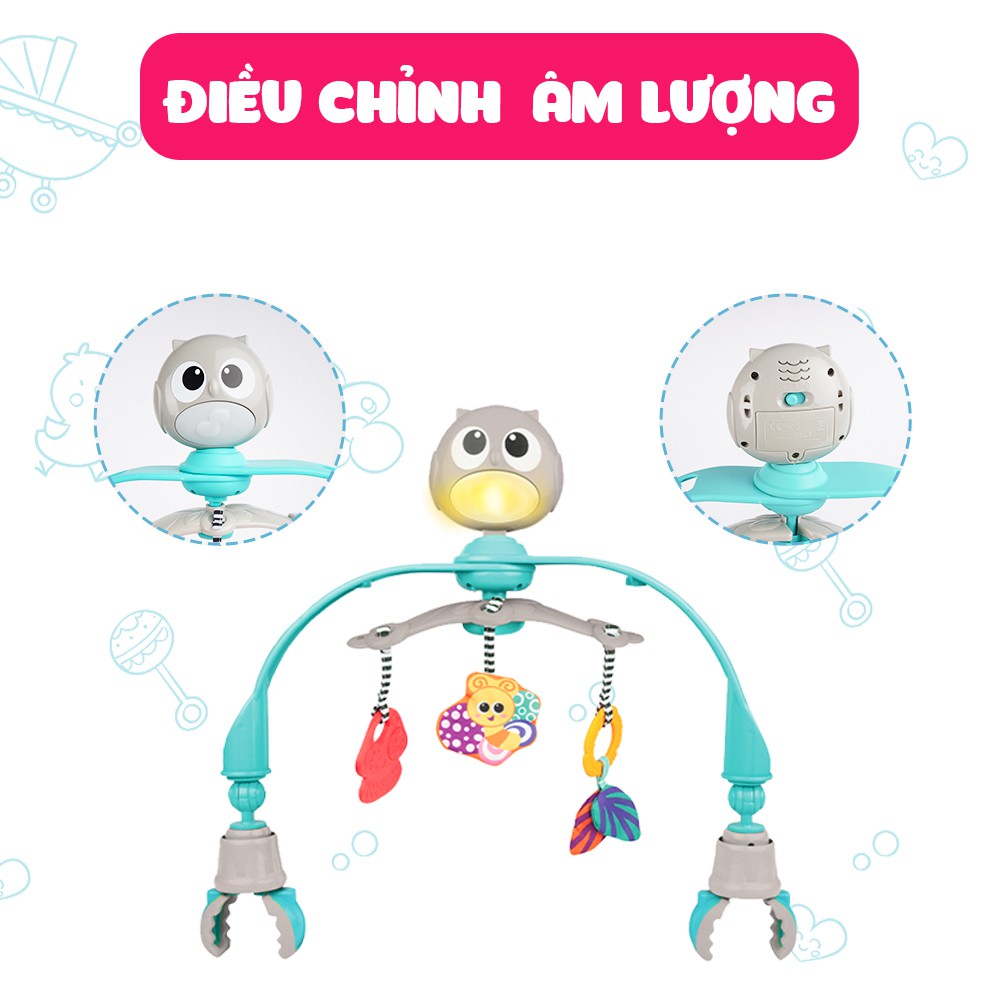 Đồ chơi treo nôi cũi, xe đẩy nhạc trắng ru ngủ, chiếu đèn cú mèo xinh xắn Winfun 0865 - kích thích phát triển thị giác