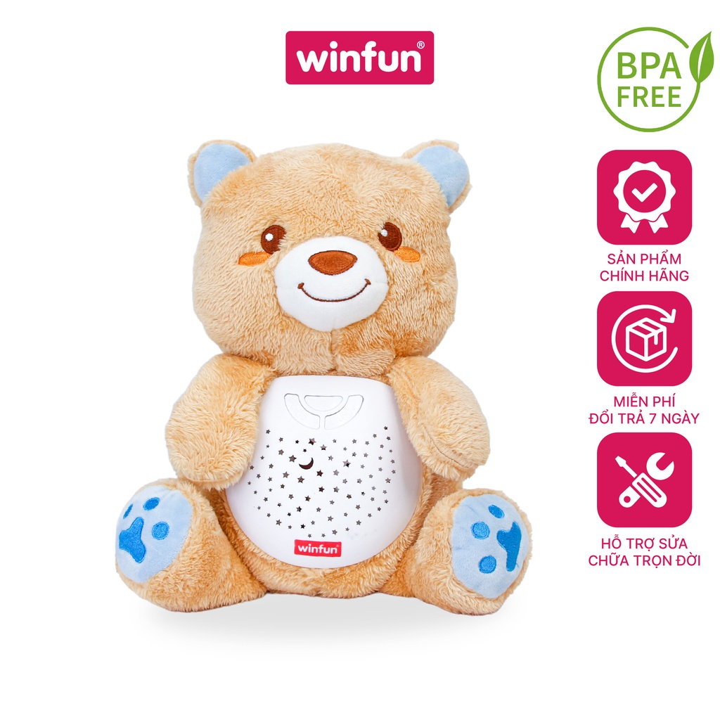 Gấu bông nhạc trắng ru ngủ cho bé sơ sinh kết hợp chiếu đèn trăng sao Winfun - 0824