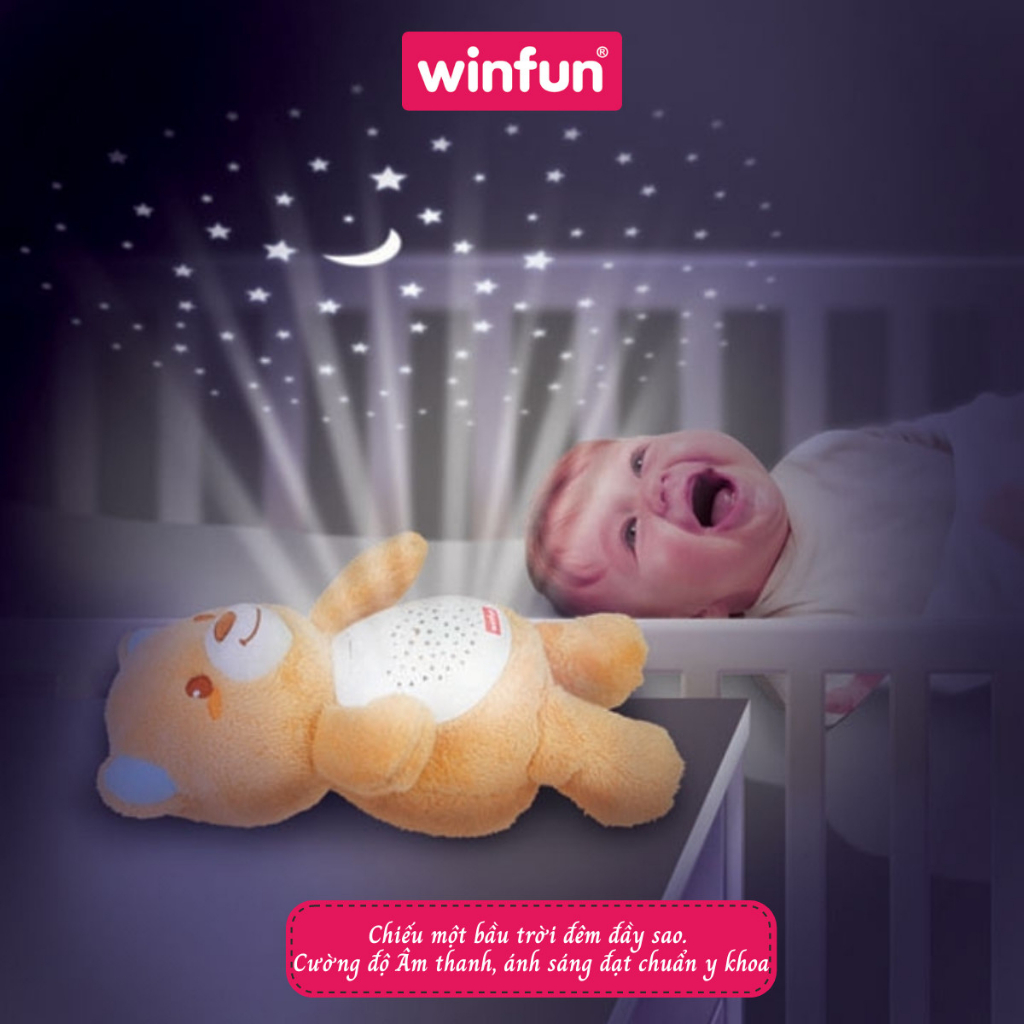 Gấu bông nhạc trắng ru ngủ cho bé sơ sinh kết hợp chiếu đèn trăng sao Winfun - 0824