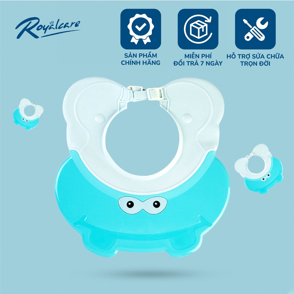 Mũ gội đầu cho bé, nón tắm chắn nước, có điều chỉnh size hình hà mã Royalcare TH702