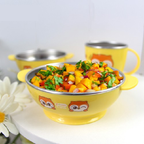 Bát ăn dặm inox 2 lớp giữ nhiệt có đế silicon chống trượt size nhỏ Edison hàng chính hãng