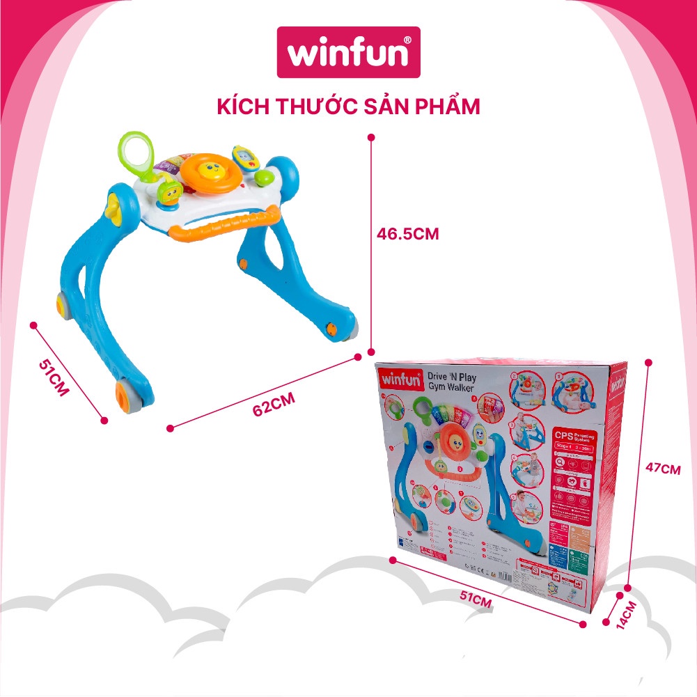 Kệ chữ A có nhạc, kết hợp xe tập đi, bàn tập đứng cho bé có nhạc  Winfun 0846 đồ chơi cho bé sơ sinh tới 3 tuổi