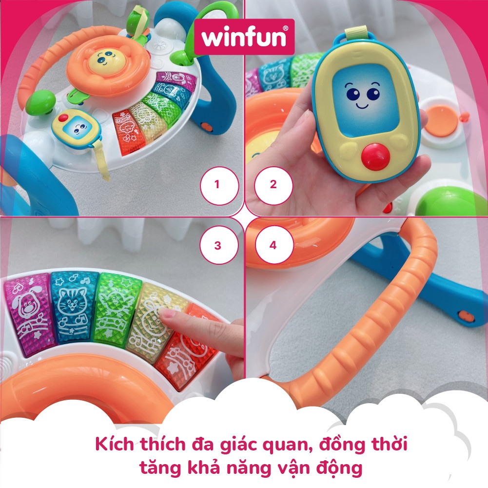 Kệ chữ A có nhạc, kết hợp xe tập đi, bàn tập đứng cho bé có nhạc  Winfun 0846 đồ chơi cho bé sơ sinh tới 3 tuổi