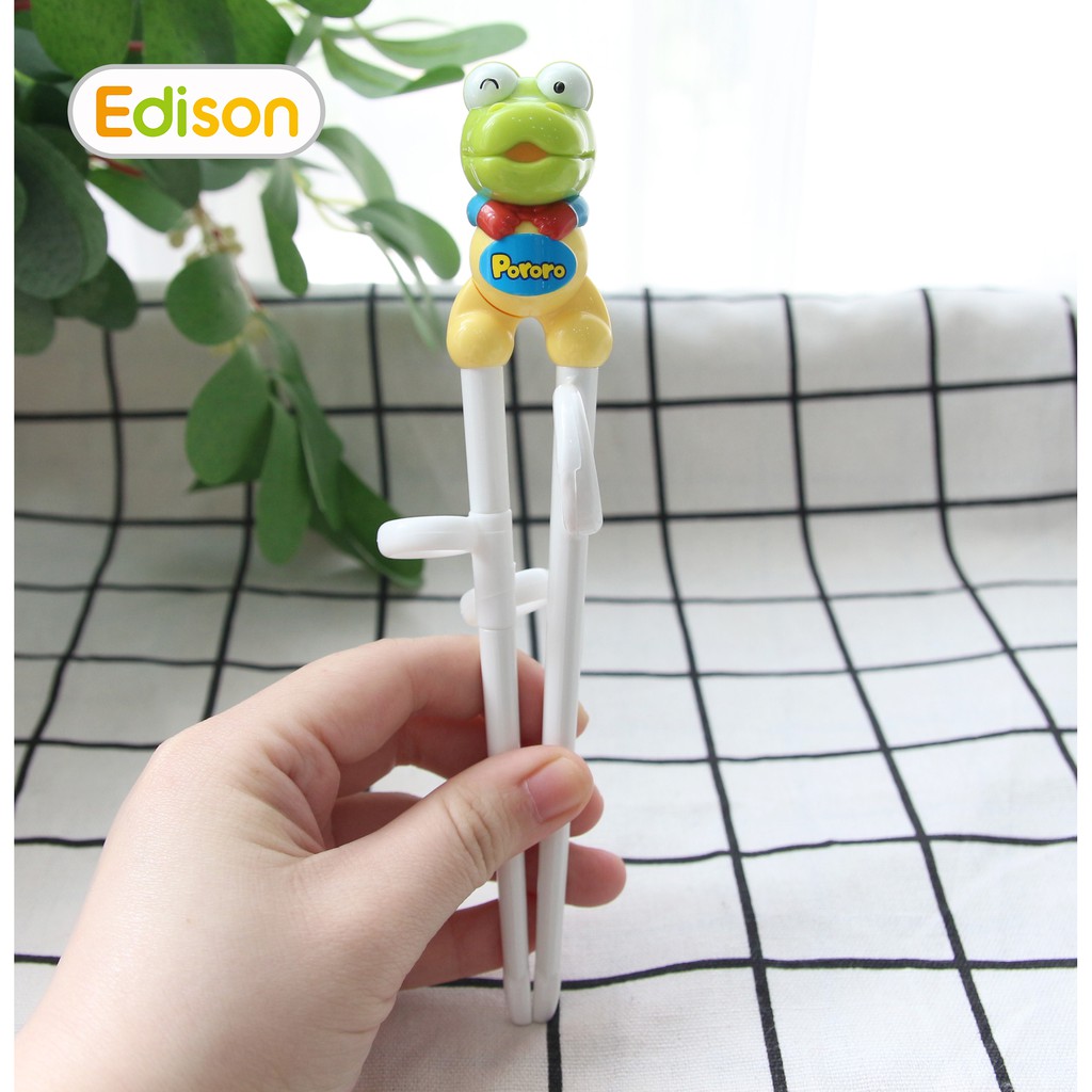 Đũa tập ăn cho bé xỏ ngón Edison đồ dùng ăn dặm cho bé bằng nhựa an toàn sức khỏe hình Heo/Khủng long MADE IN KOREA