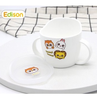 MADE IN KOREA Cốc tập uống cho bé Hàn Quốc có nắp, chống trượt Edison 6926 đồ dùng ăn dặm bằng nhựa cao cấp hình Cú Mèo