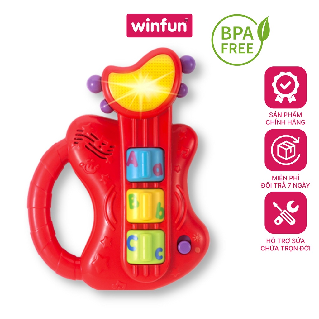 Đồ chơi âm nhạc đàn guitar ghi ta cầm tay mini có đèn nhạc cho bé Winfun 0641 - cho bé từ 6 tới 24 tháng